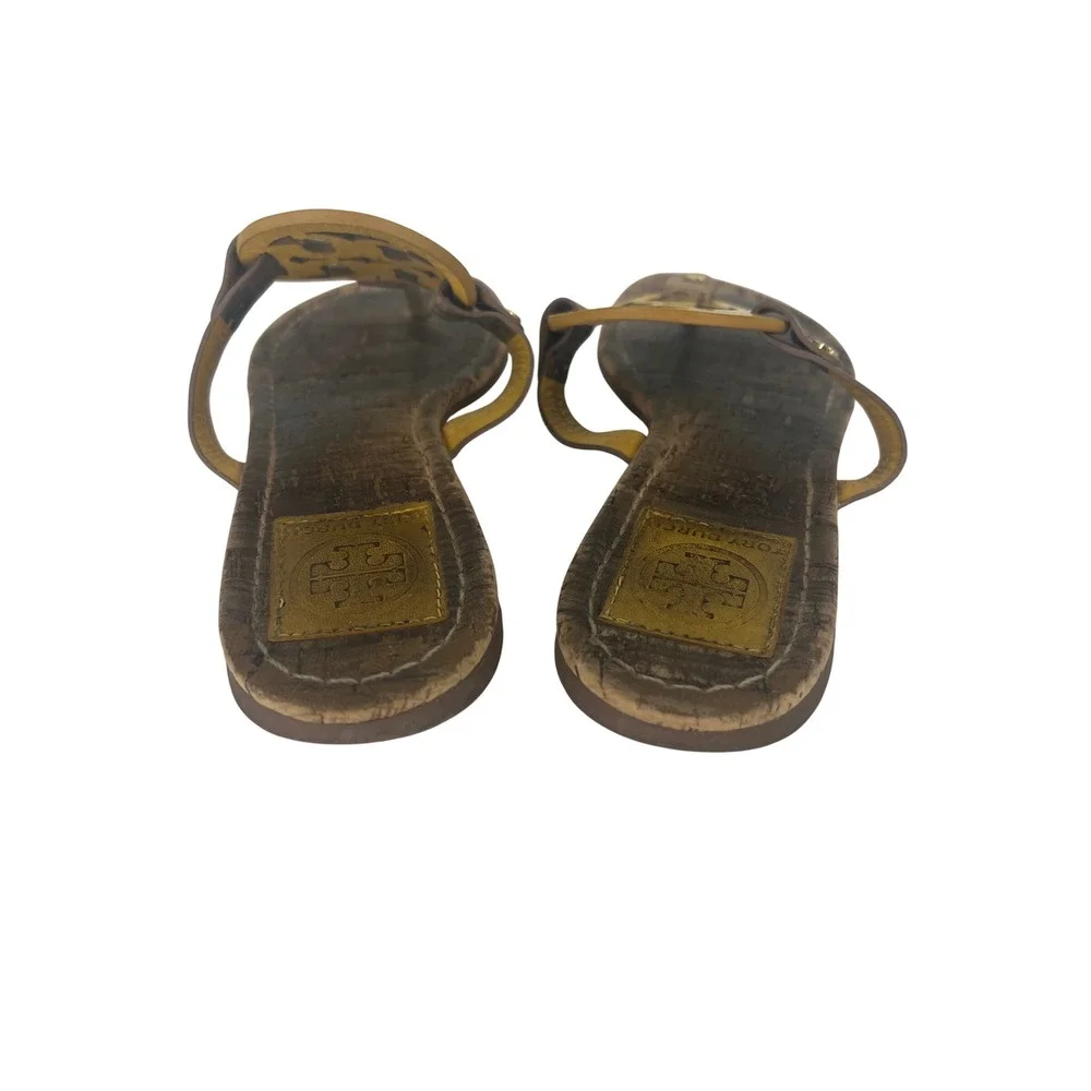Tory Burch Miller Patent Leather Sandals Yellow Tan Size 8